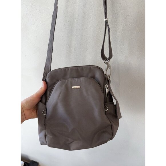 Travelon Anti-theft Classic N/S CrossBody Cross Body Purse Bag Taupe Gray - Picture 2 of 8